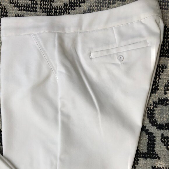 Saks 5th Avenue Black Label Slim Cut Cuff Crop Cotton Blend Pants Wht Sz 8 NWOT - Picture 2 of 5